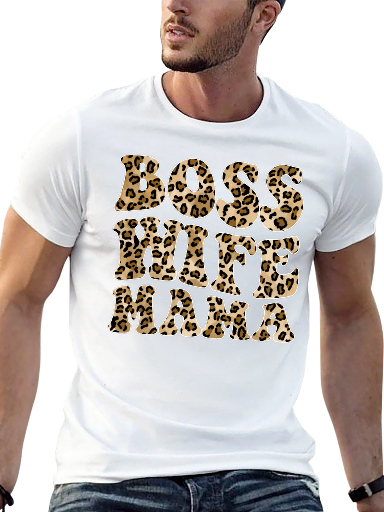 Boss Wife Mama Leopard Print Graphic Tee