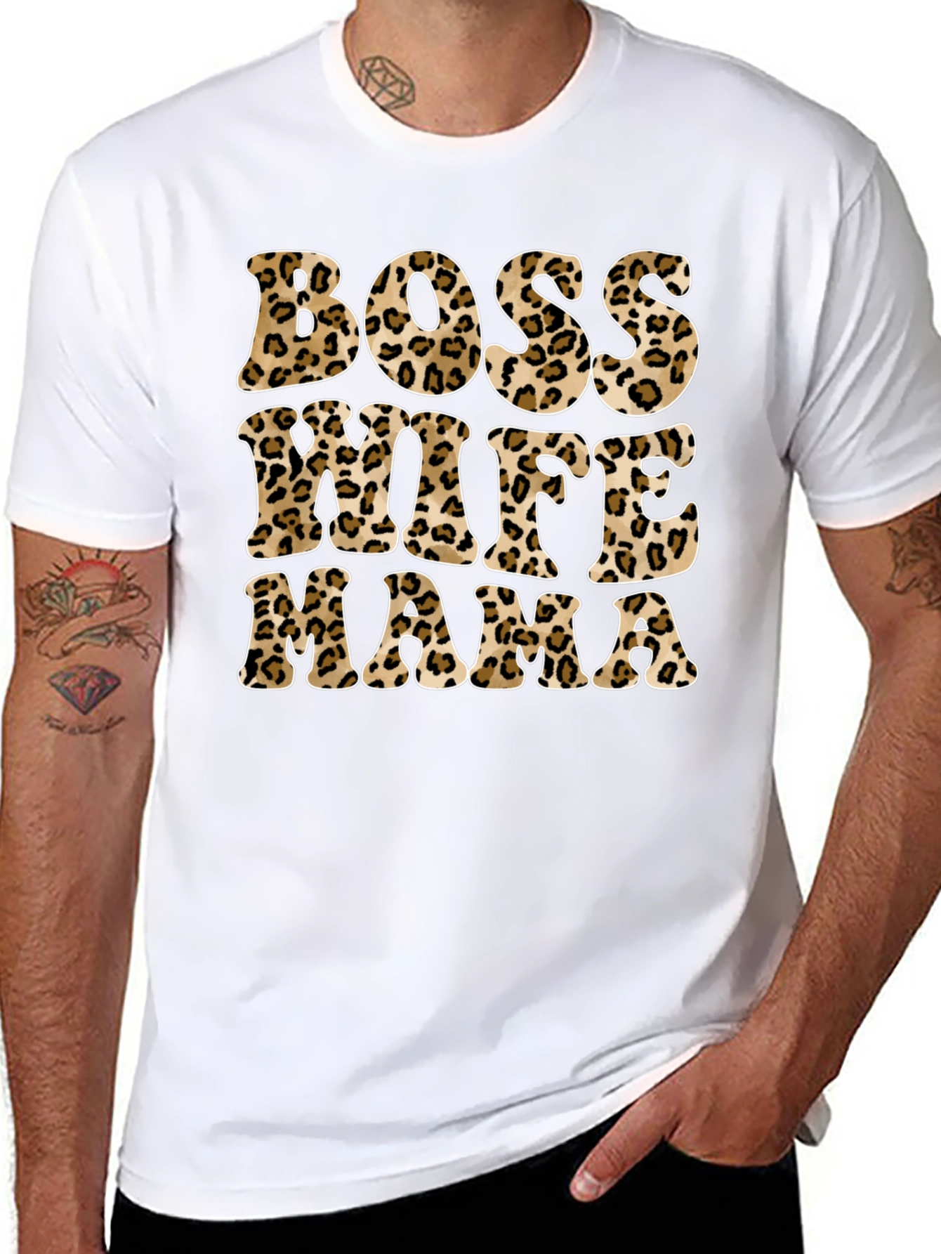 Boss Wife Mama Leopard Print Graphic Tee