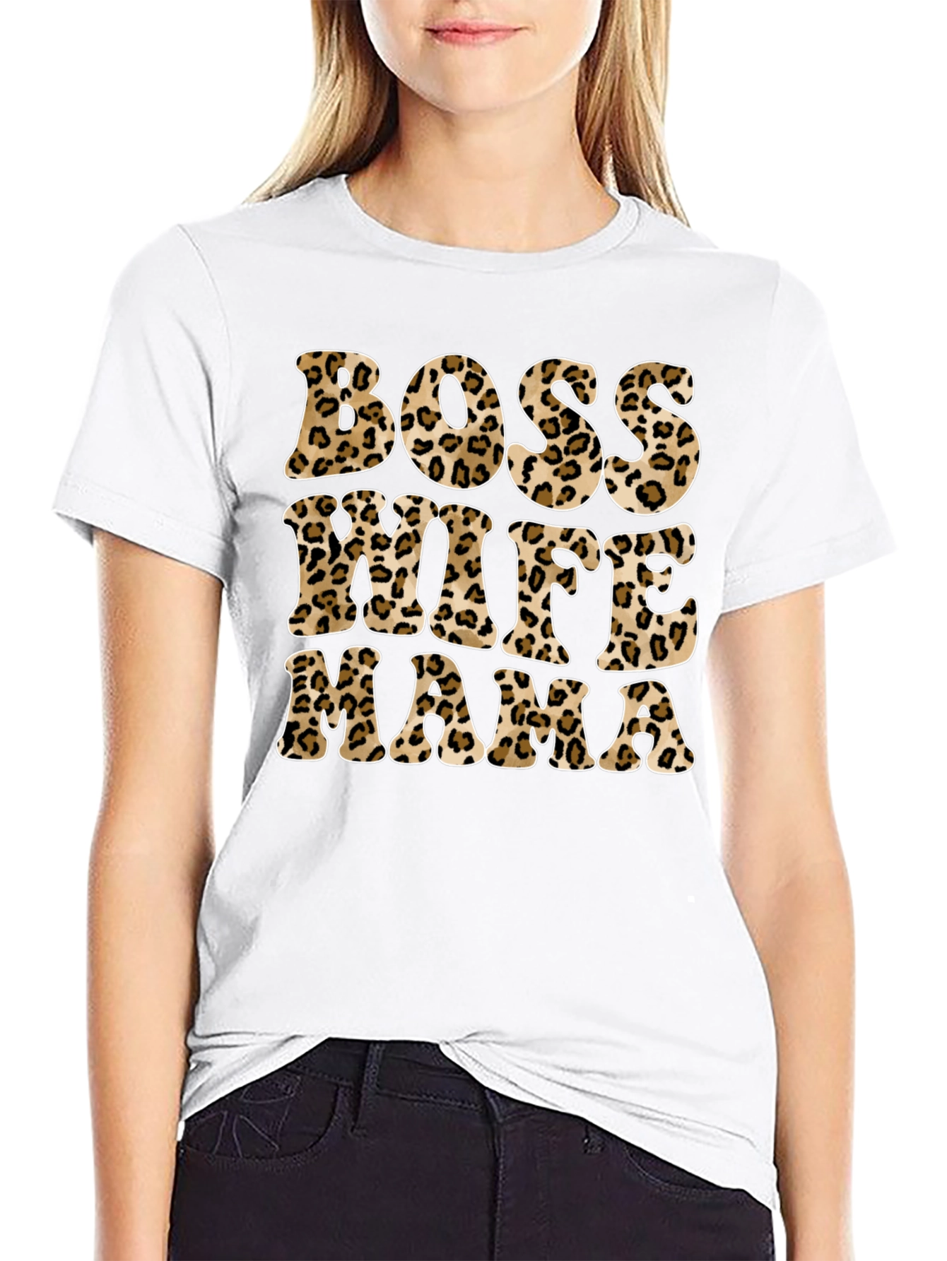 Boss Wife Mama Leopard Print Graphic Tee