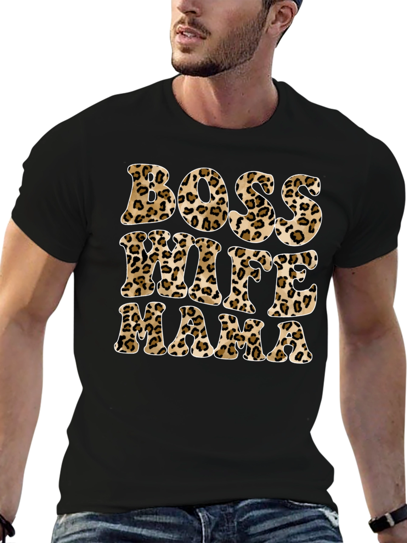 Boss Wife Mama Leopard Print Graphic Tee