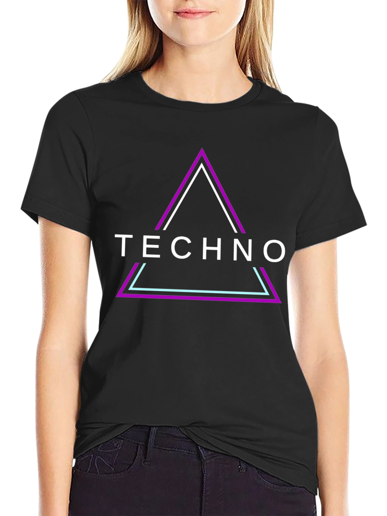 Techno Triangle Graphic Black T-Shirt