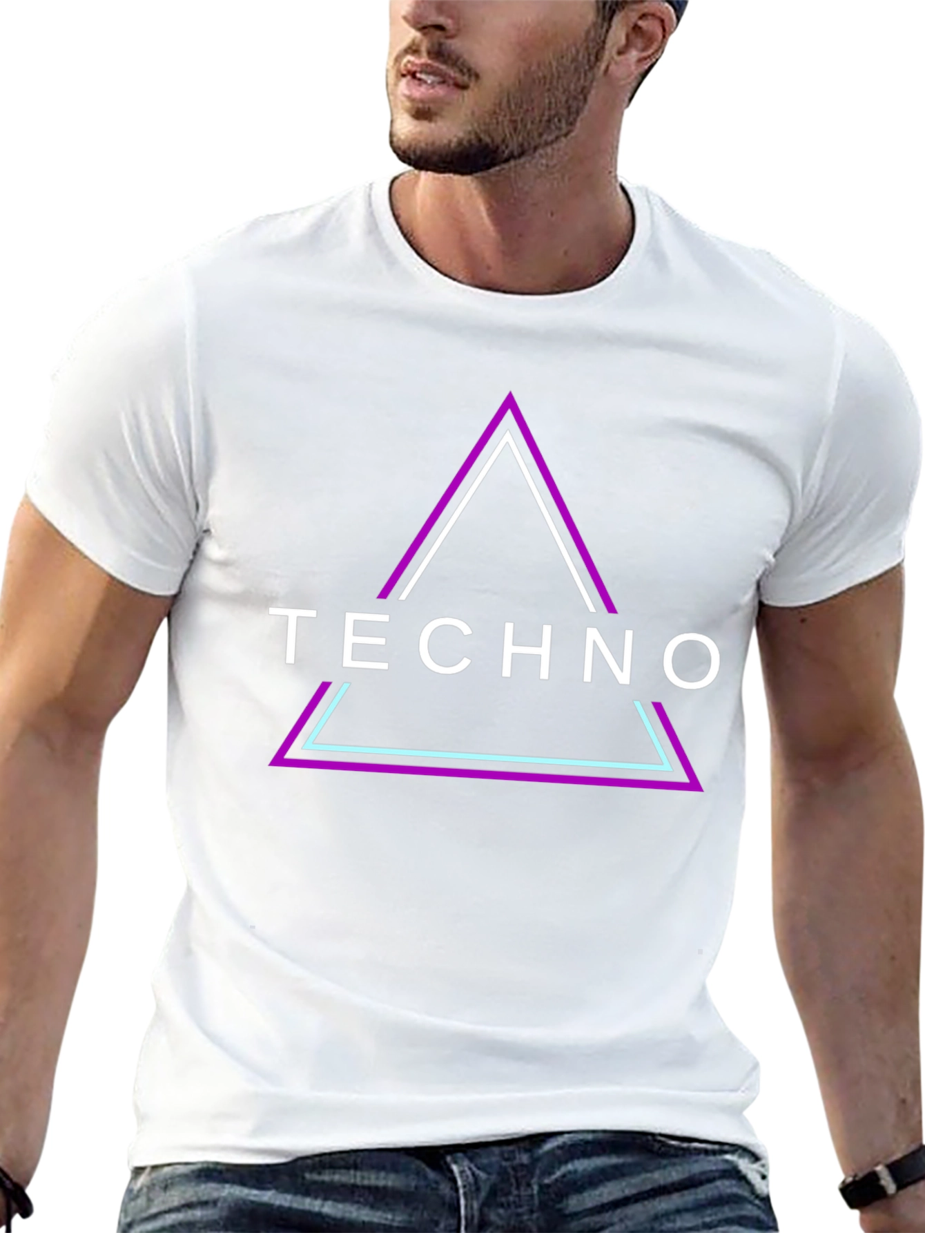 Techno Triangle Graphic Black T-Shirt