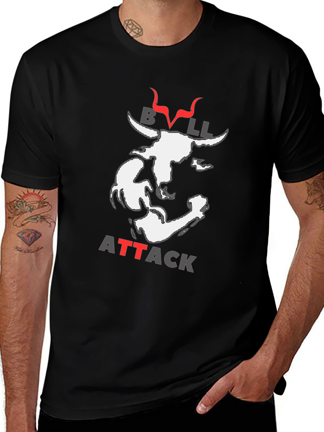 Bull Attack Graphic Print T-Shirt
