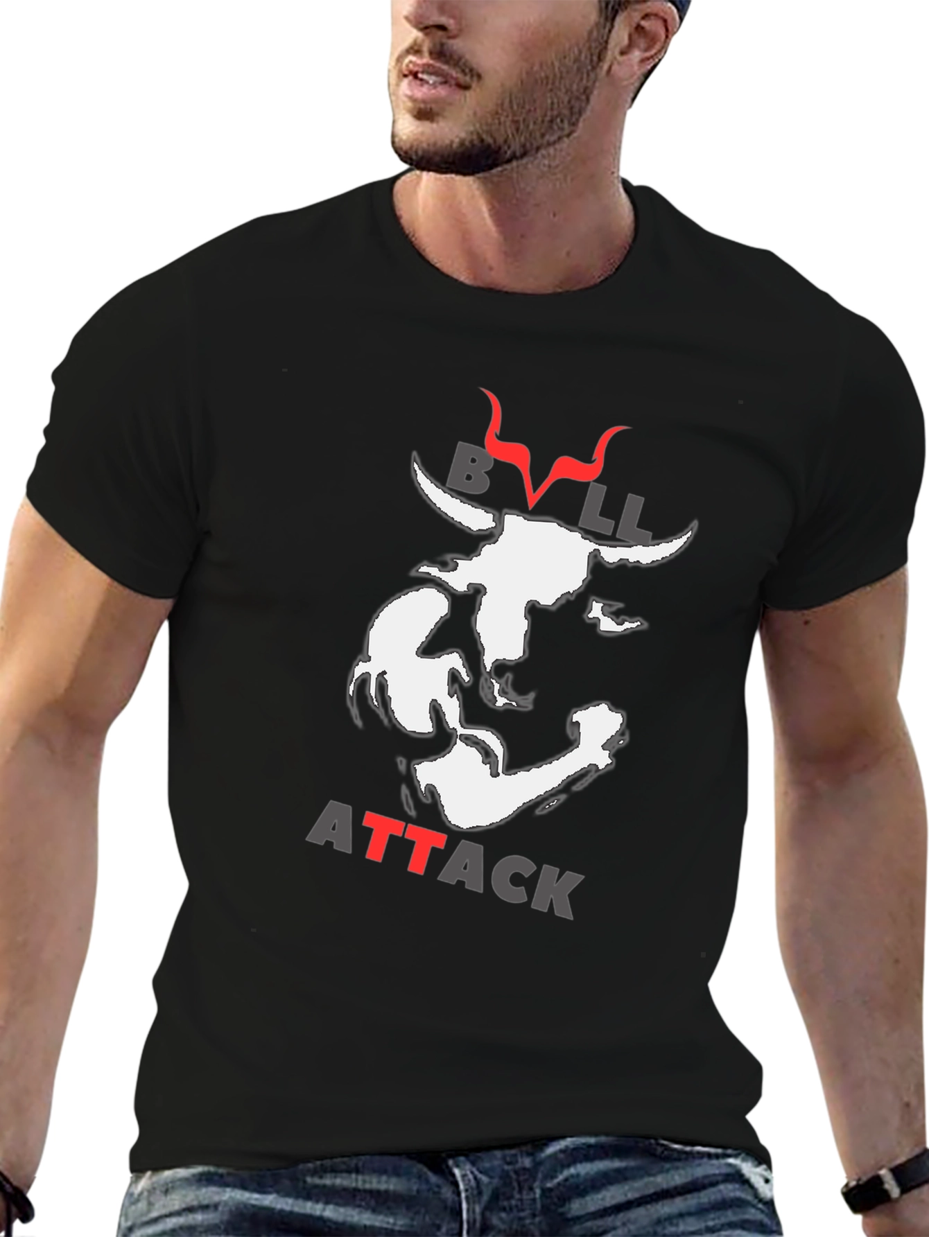 Bull Attack Graphic Print T-Shirt