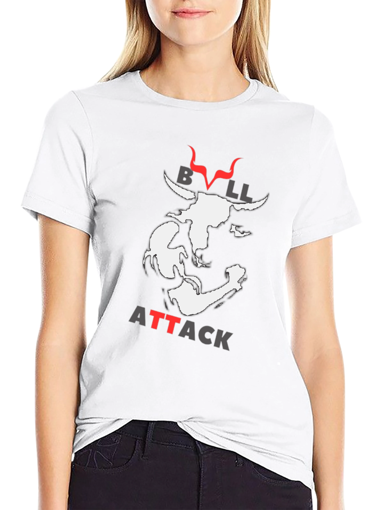 Bull Attack Graphic Print T-Shirt