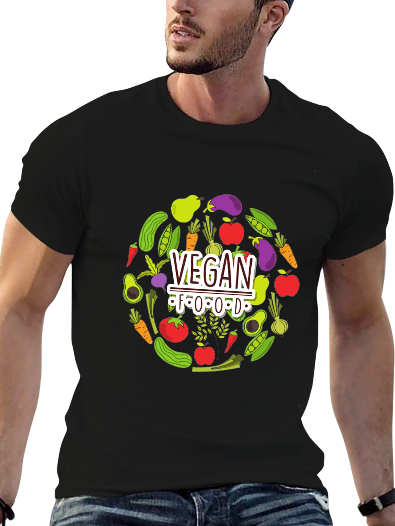 Vegan Food T-Shirt - Black Graphic Tee