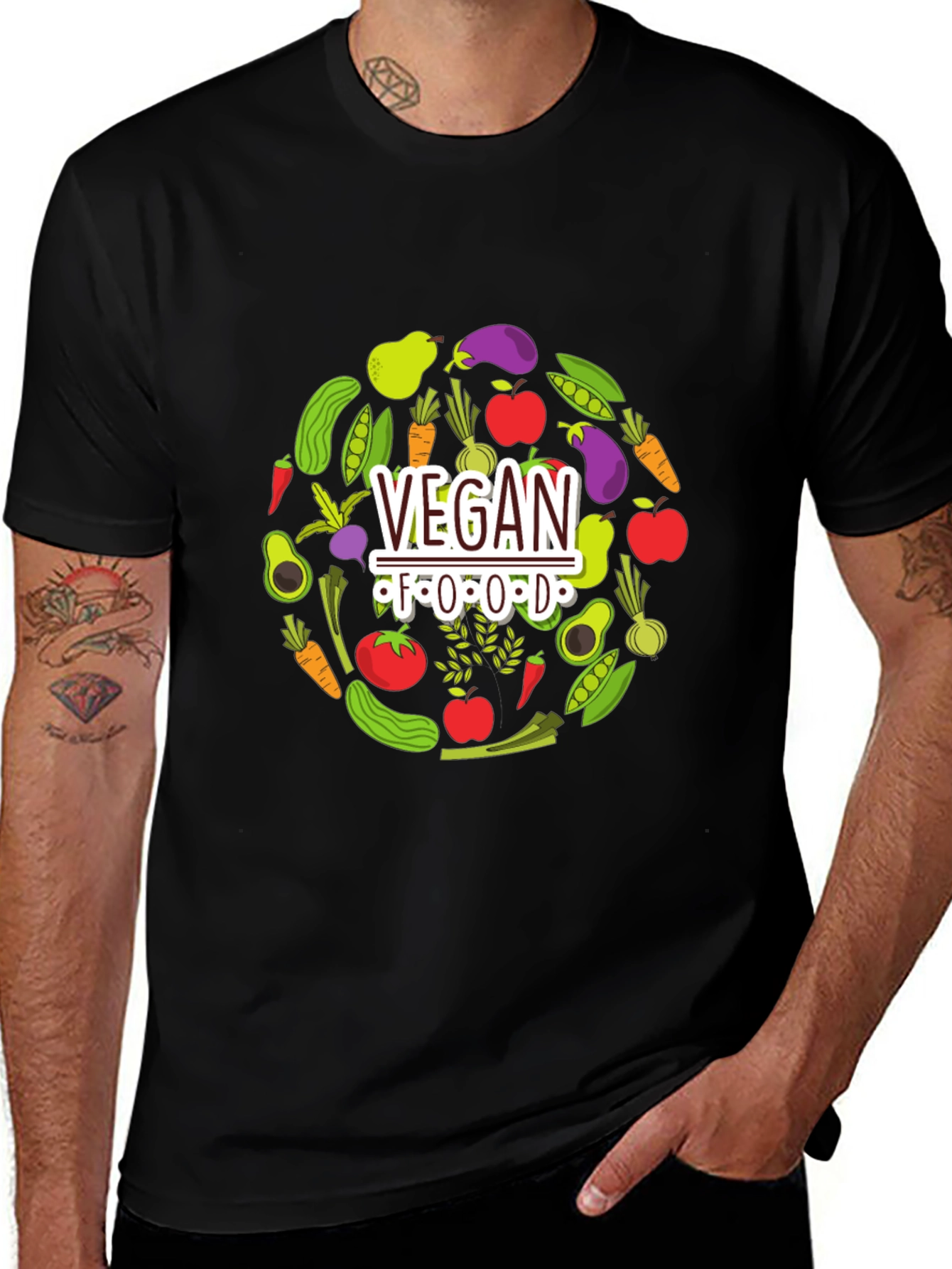 Vegan Food T-Shirt - Black Graphic Tee