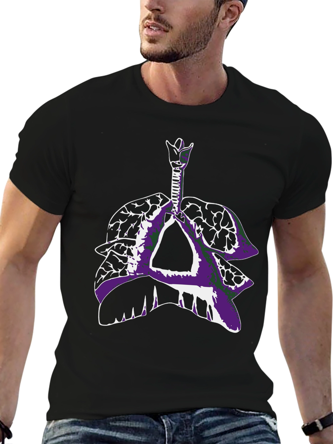 Anatomical Lungs T-Shirt - Black Graphic Tee