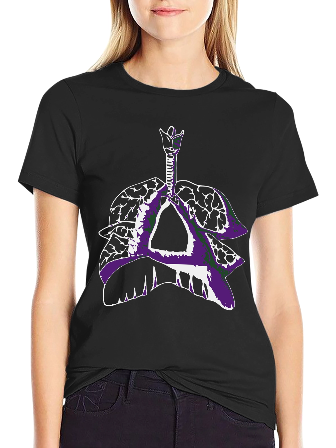 Anatomical Lungs T-Shirt - Black Graphic Tee