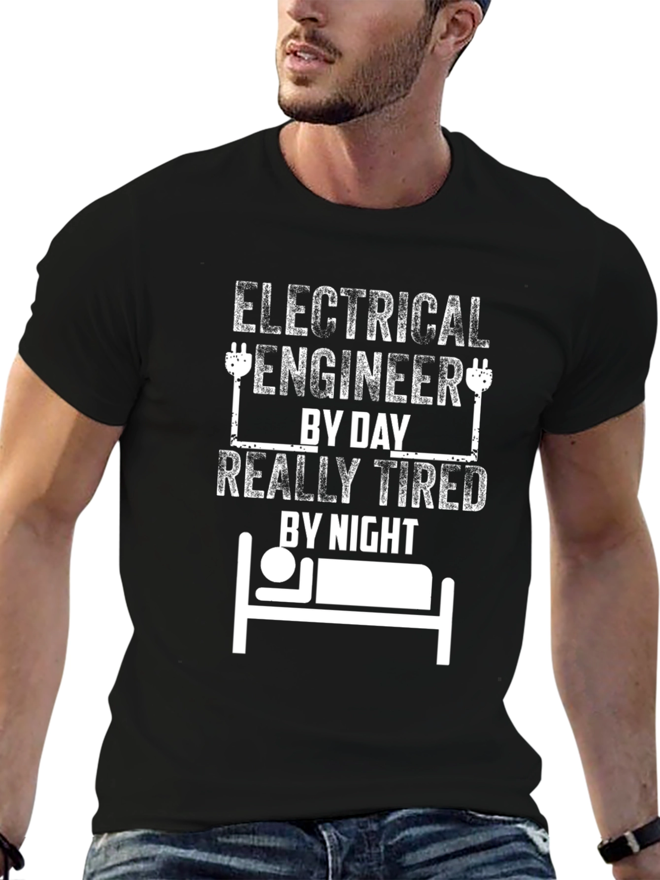 Electrical Engineer Tired Funny Black T-Shirt