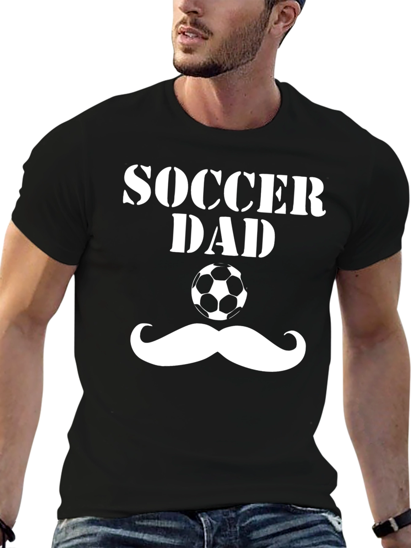 Soccer Dad T-Shirt Funny Mustache Football Tee