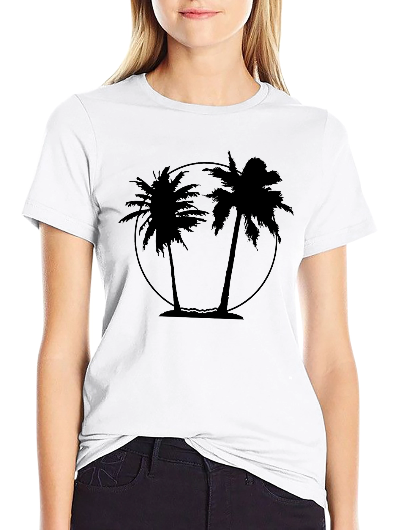 Mens Black Palm Tree Graphic Tee