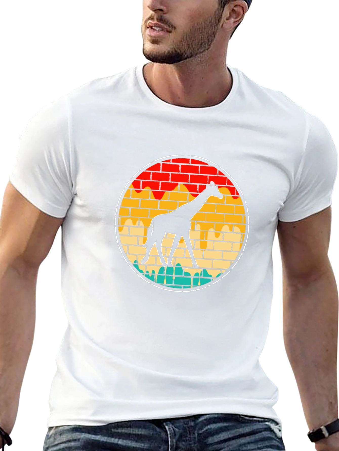 Giraffe Brick Wall Graphic Tee