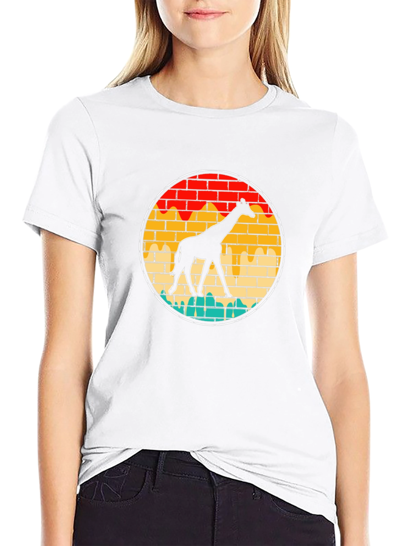 Giraffe Brick Wall Graphic Tee