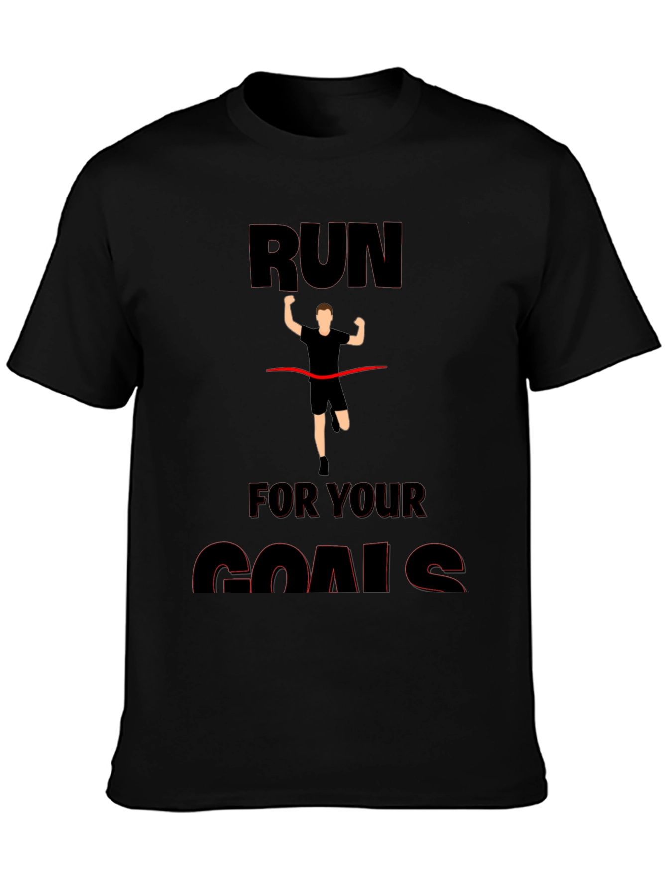 Run For Your Goals Graphic Black T-Shirt