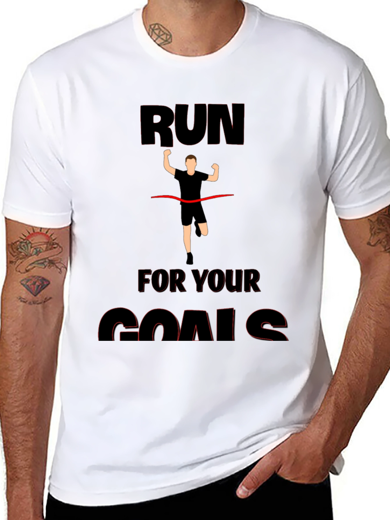 Run For Your Goals Graphic Black T-Shirt