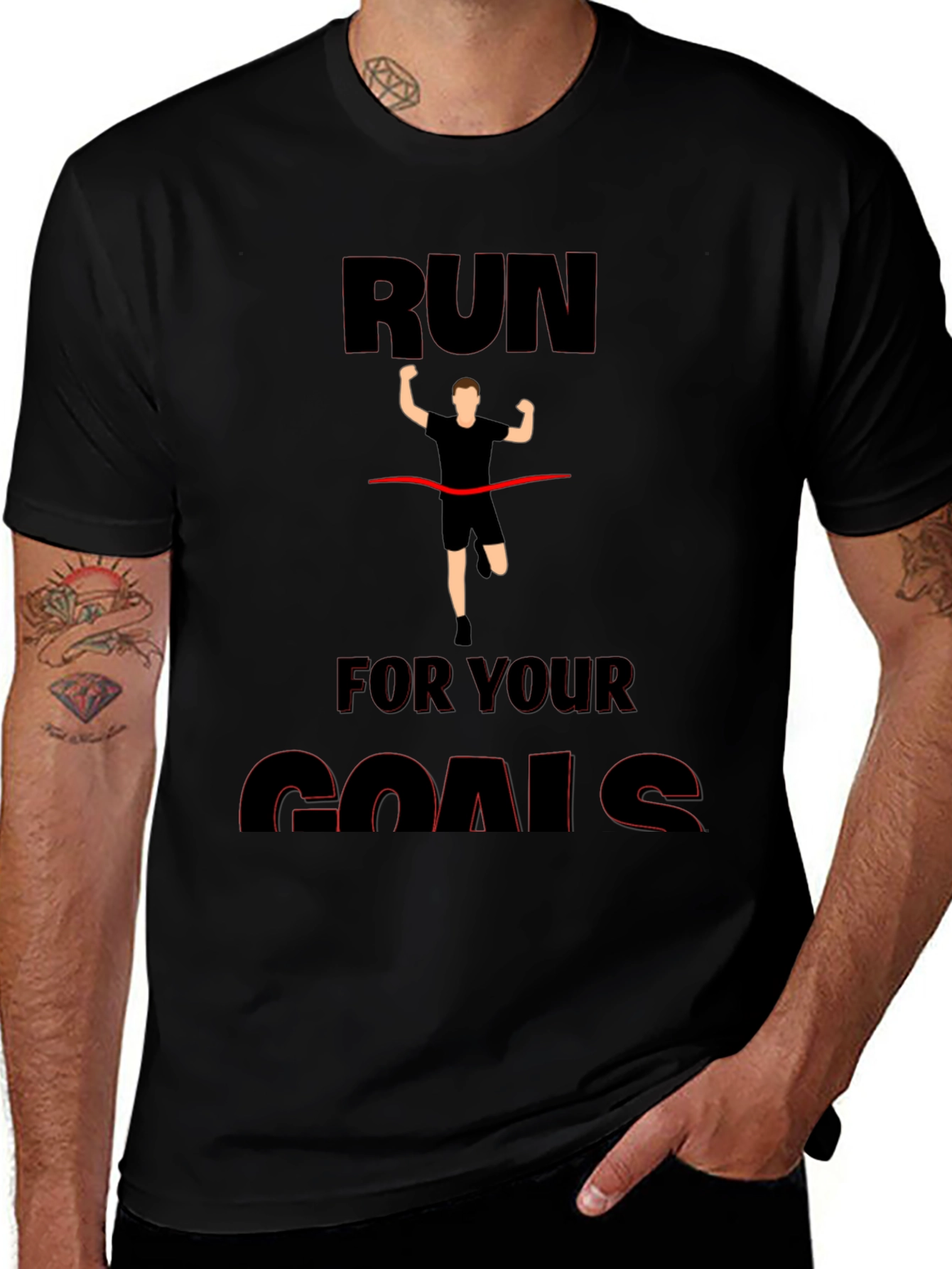 Run For Your Goals Graphic Black T-Shirt