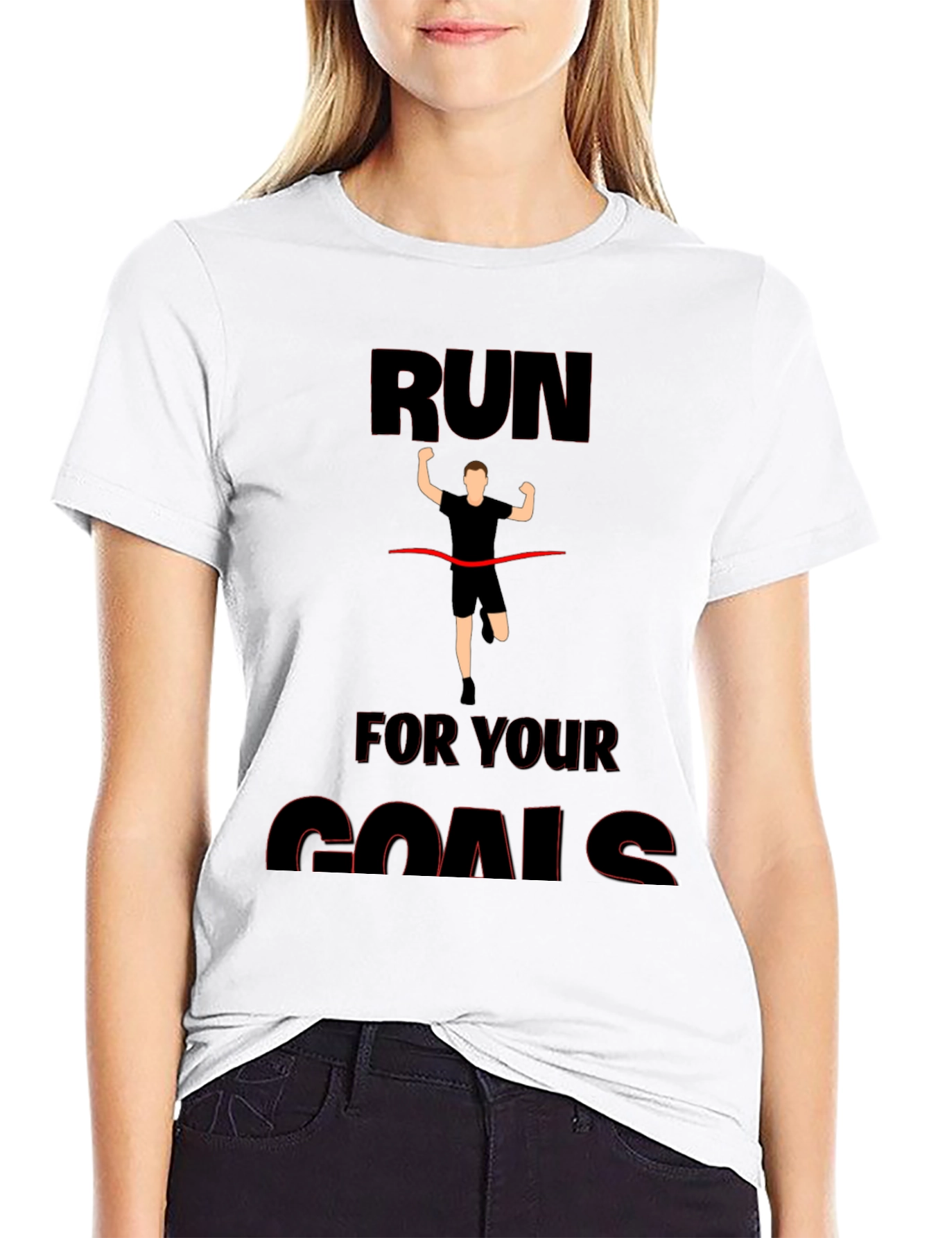 Run For Your Goals Graphic Black T-Shirt