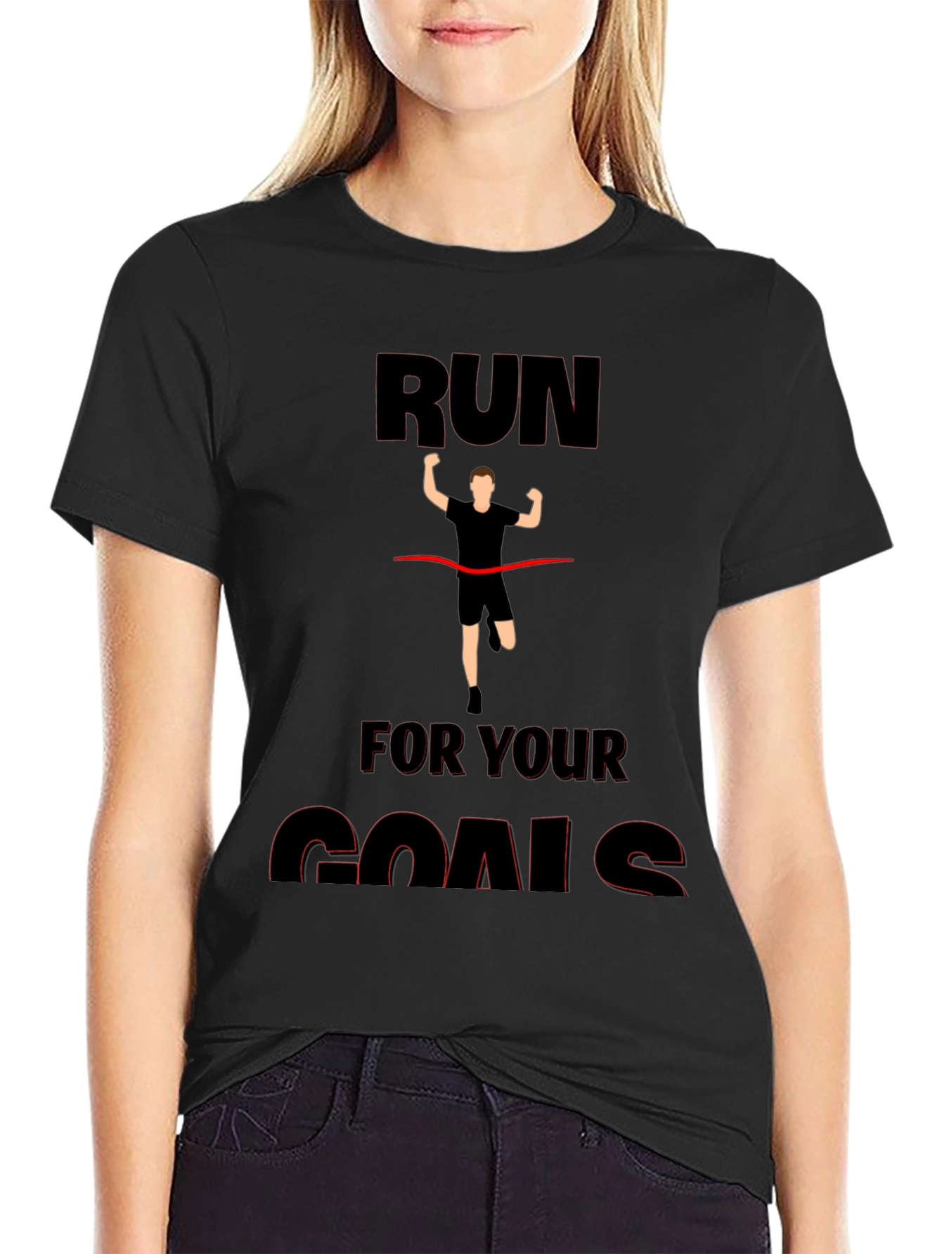 Run For Your Goals Graphic Black T-Shirt