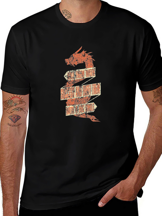 Dragon Scroll Graphic T-Shirt - Vintage Style