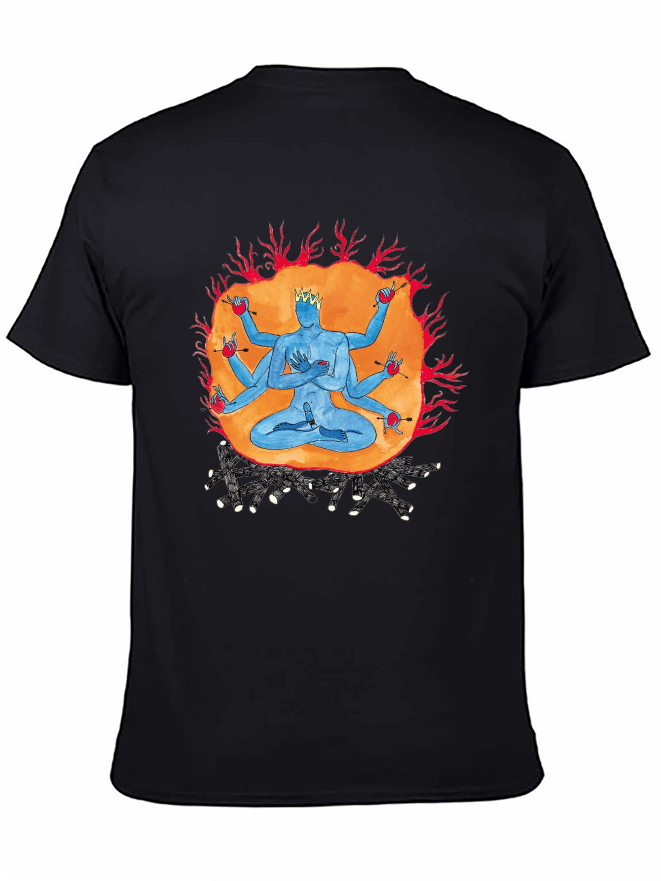 Multi-Armed Deity Graphic Black T-Shirt