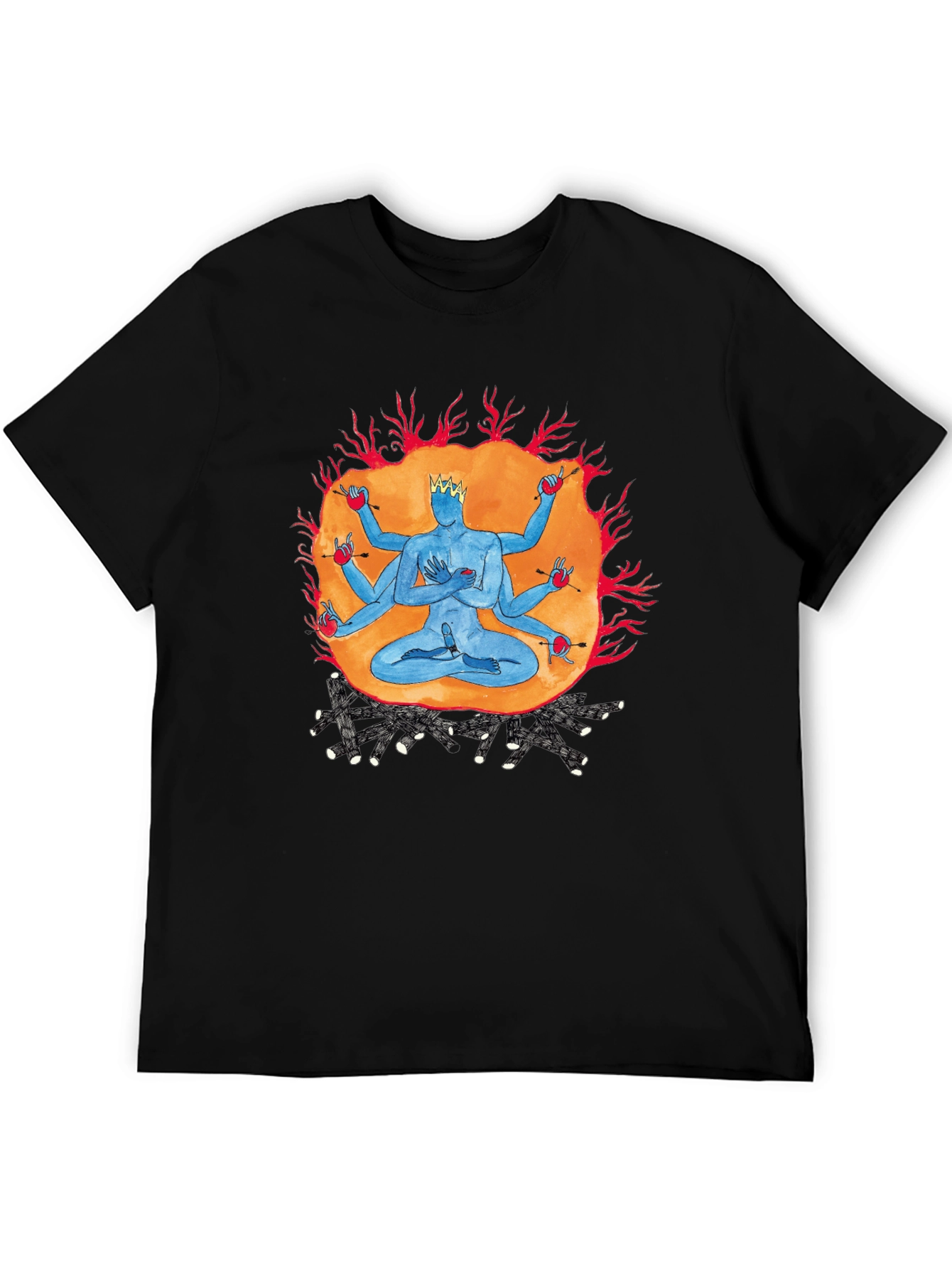 Multi-Armed Deity Graphic Black T-Shirt