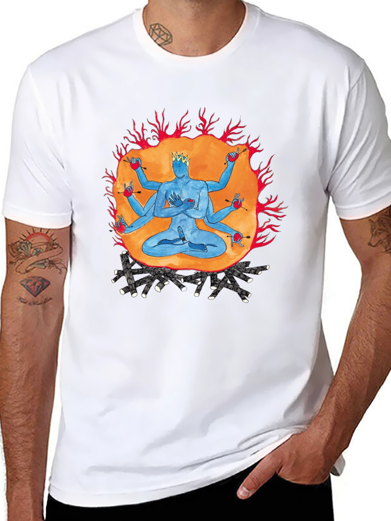 Multi-Armed Deity Graphic Black T-Shirt