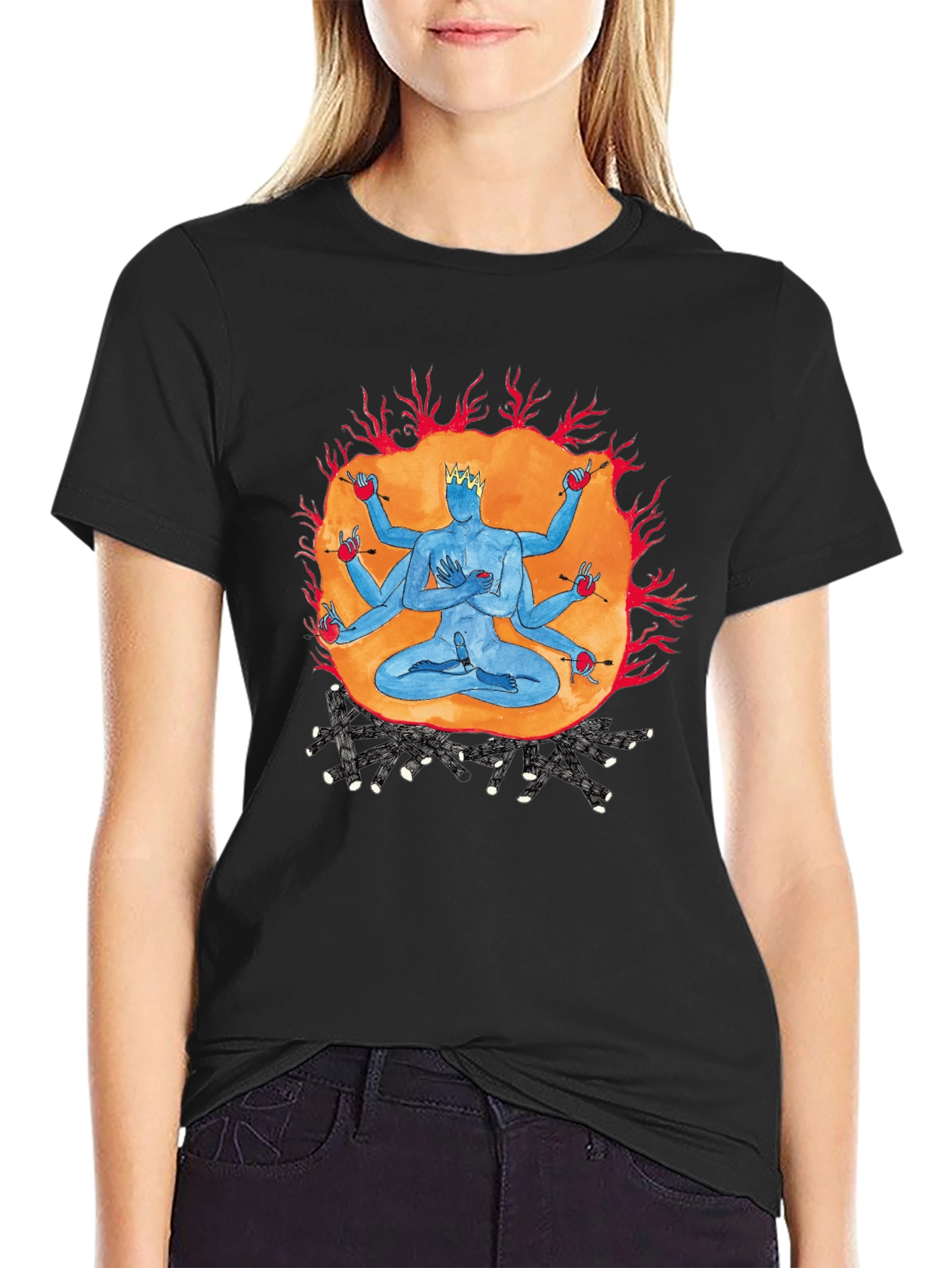 Multi-Armed Deity Graphic Black T-Shirt
