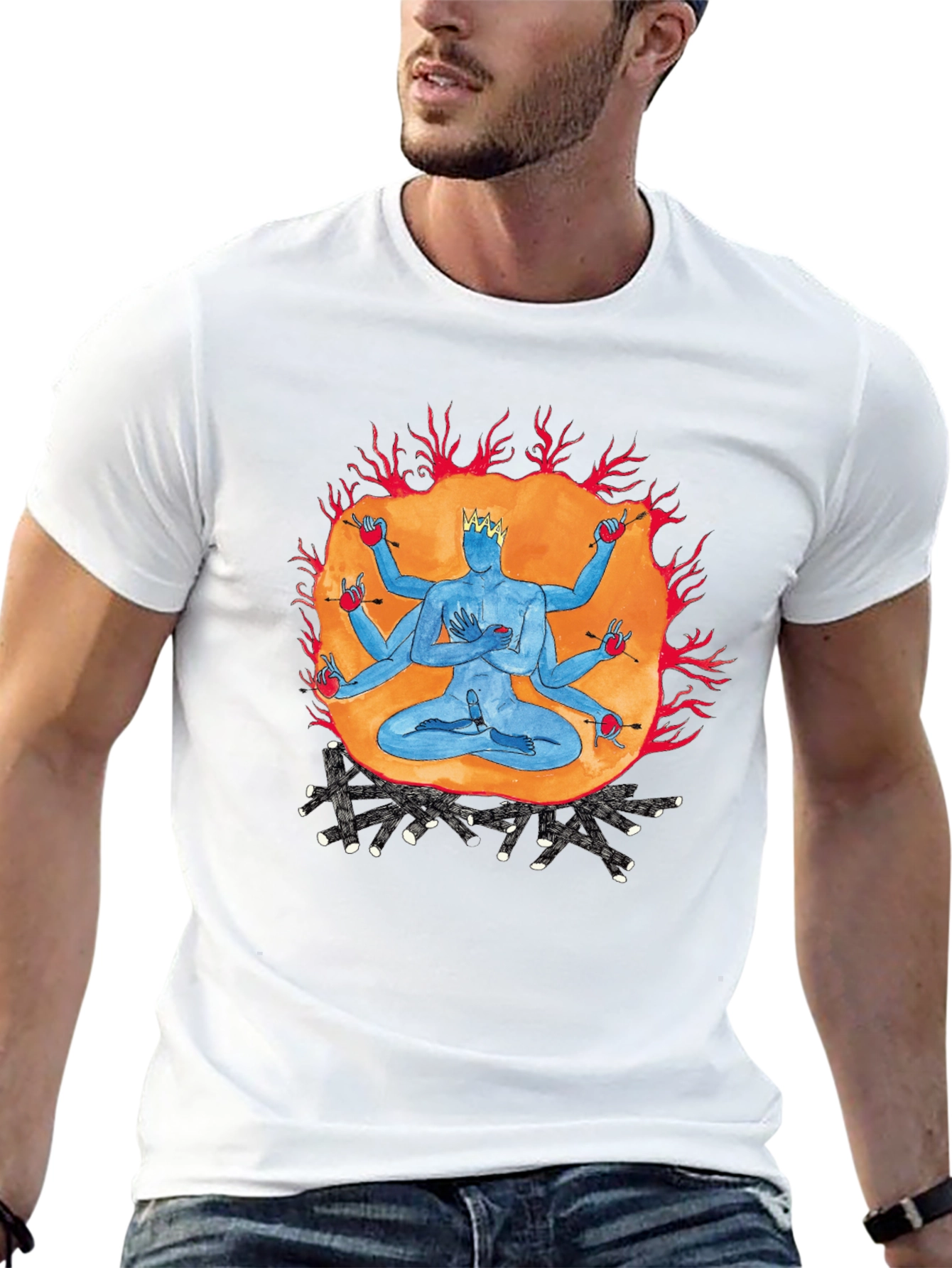 Multi-Armed Deity Graphic Black T-Shirt