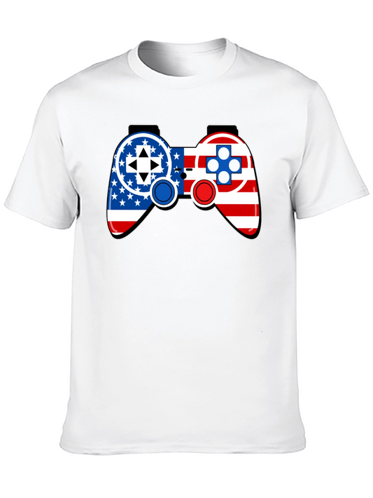 Patriotic Gamer T-Shirt - USA Flag Controller Design