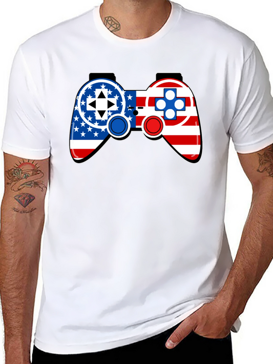 Patriotic Gamer T-Shirt - USA Flag Controller Design