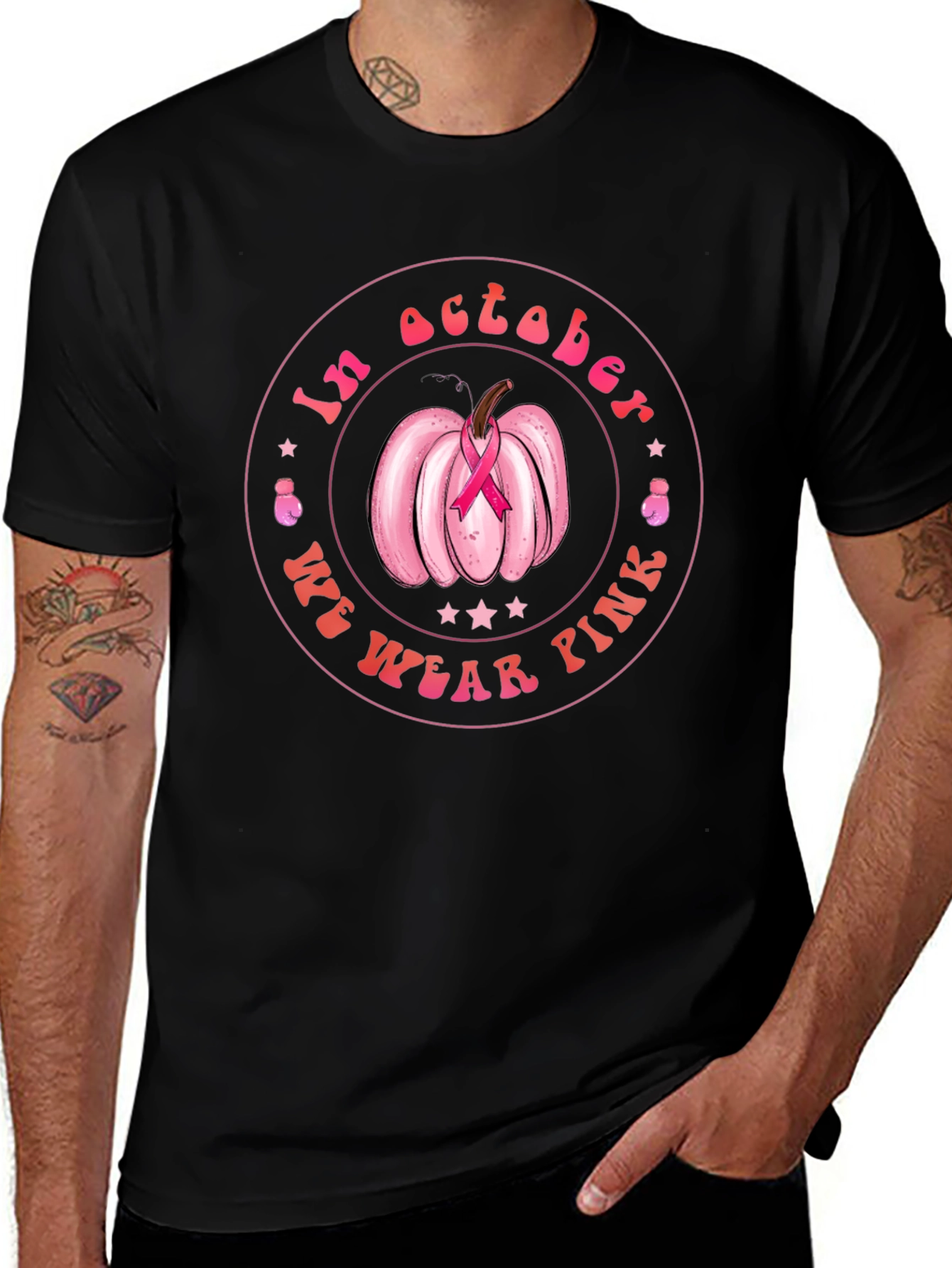 October Pink Pumpkin Breast Cancer Awareness T-Shirt