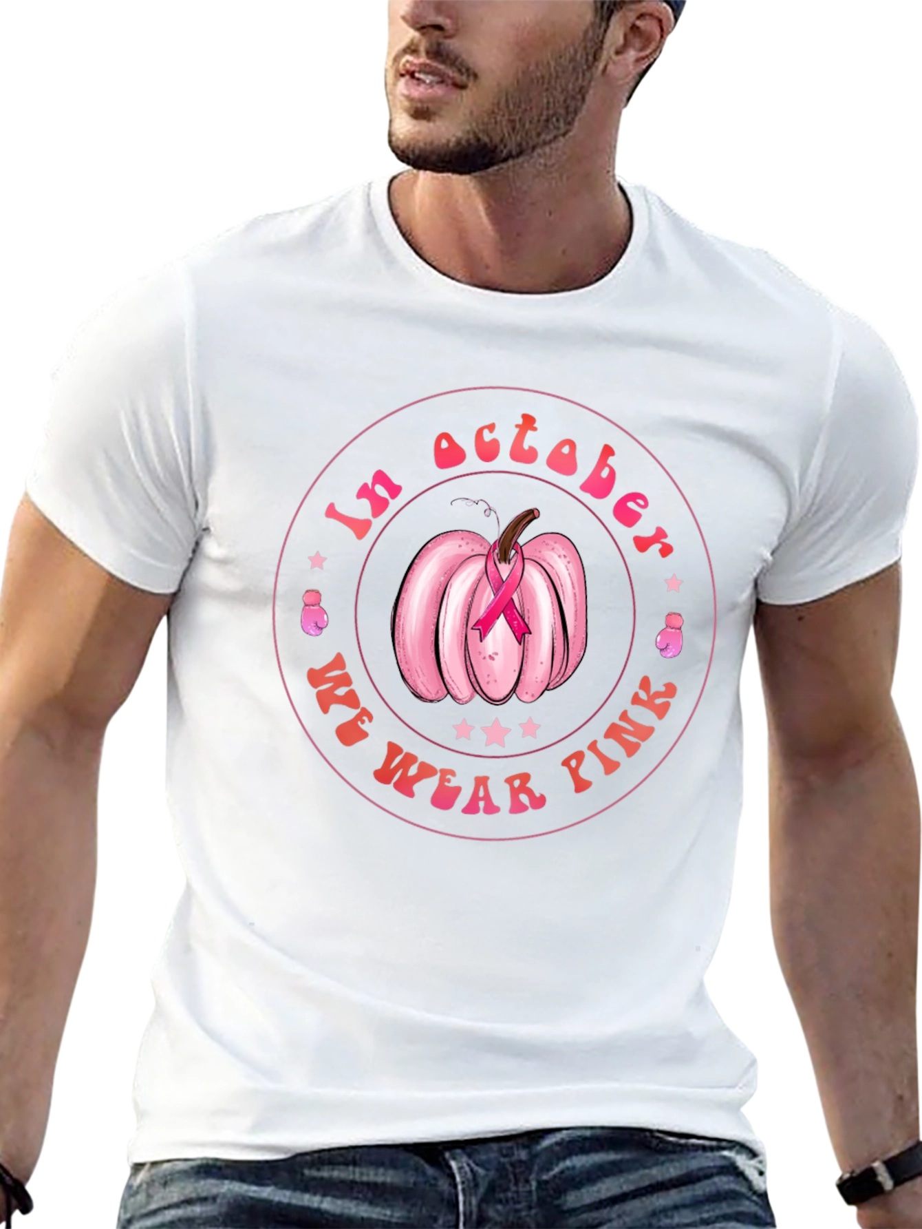 October Pink Pumpkin Breast Cancer Awareness T-Shirt