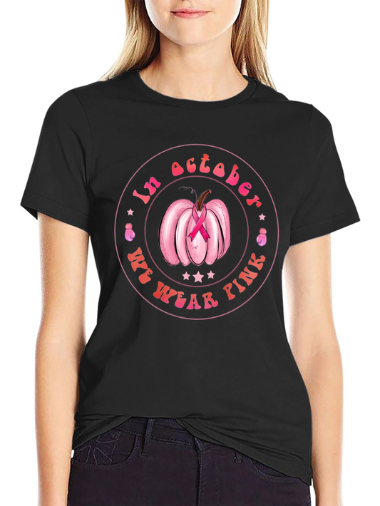October Pink Pumpkin Breast Cancer Awareness T-Shirt