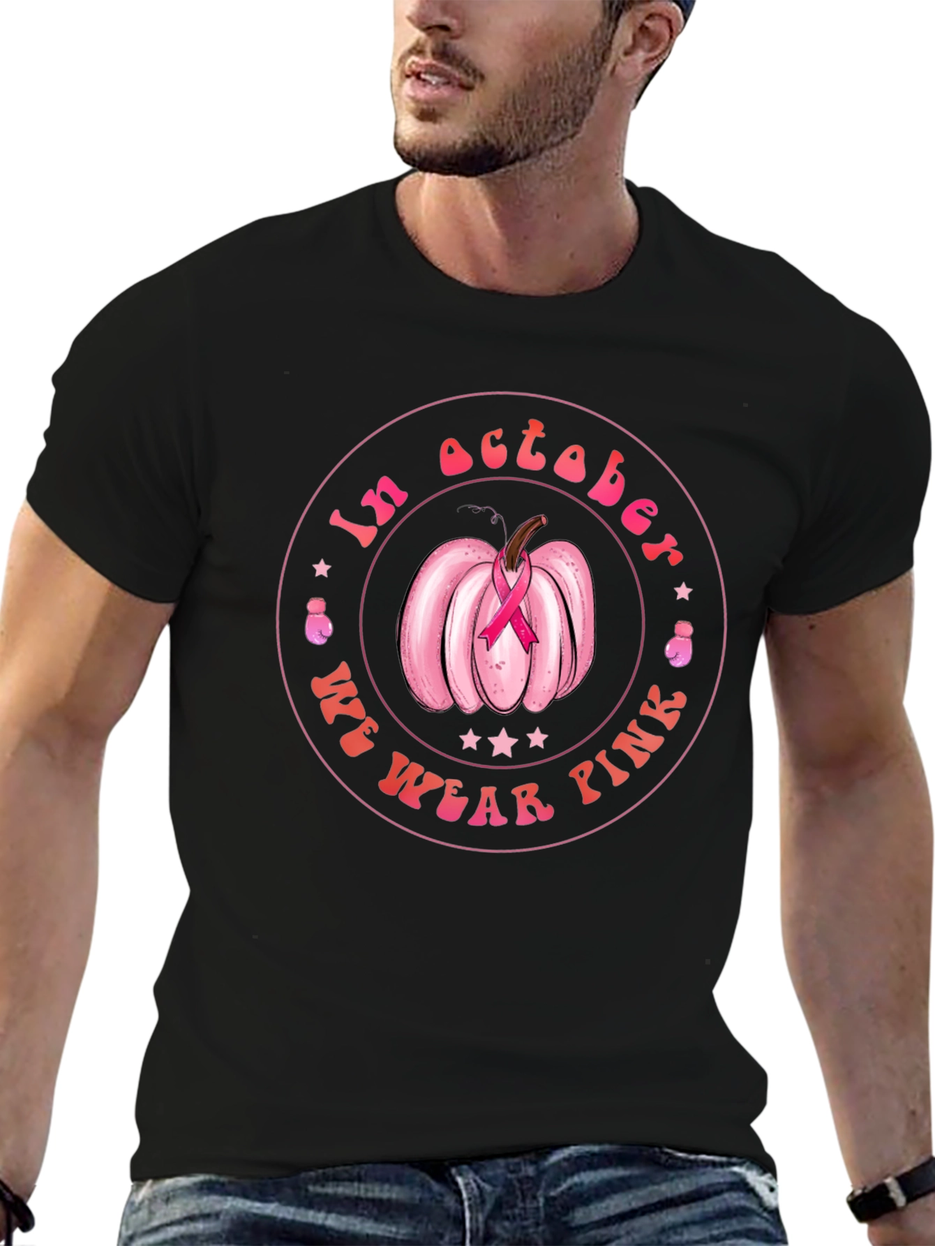 October Pink Pumpkin Breast Cancer Awareness T-Shirt