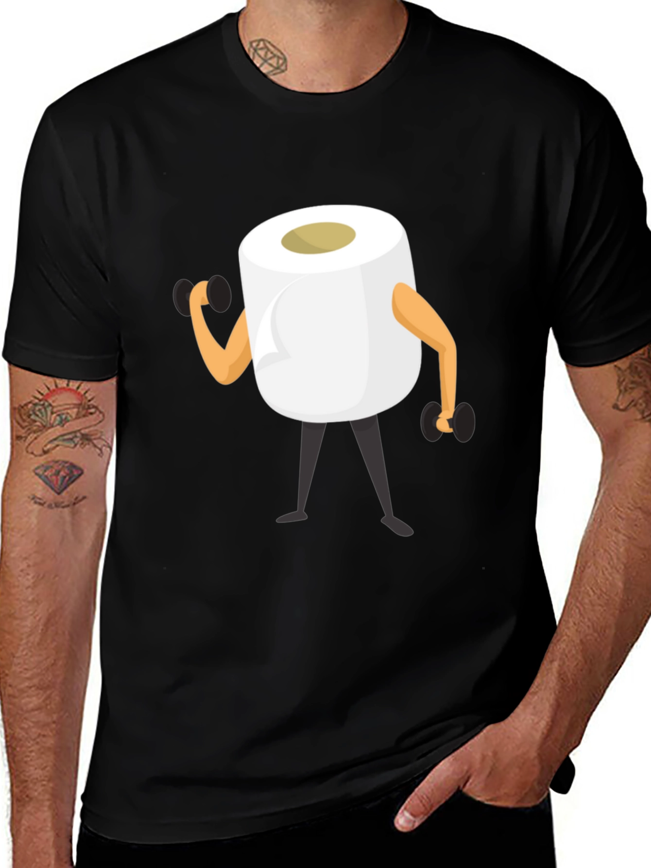 Funny Toilet Paper Roll Workout Graphic T-Shirt