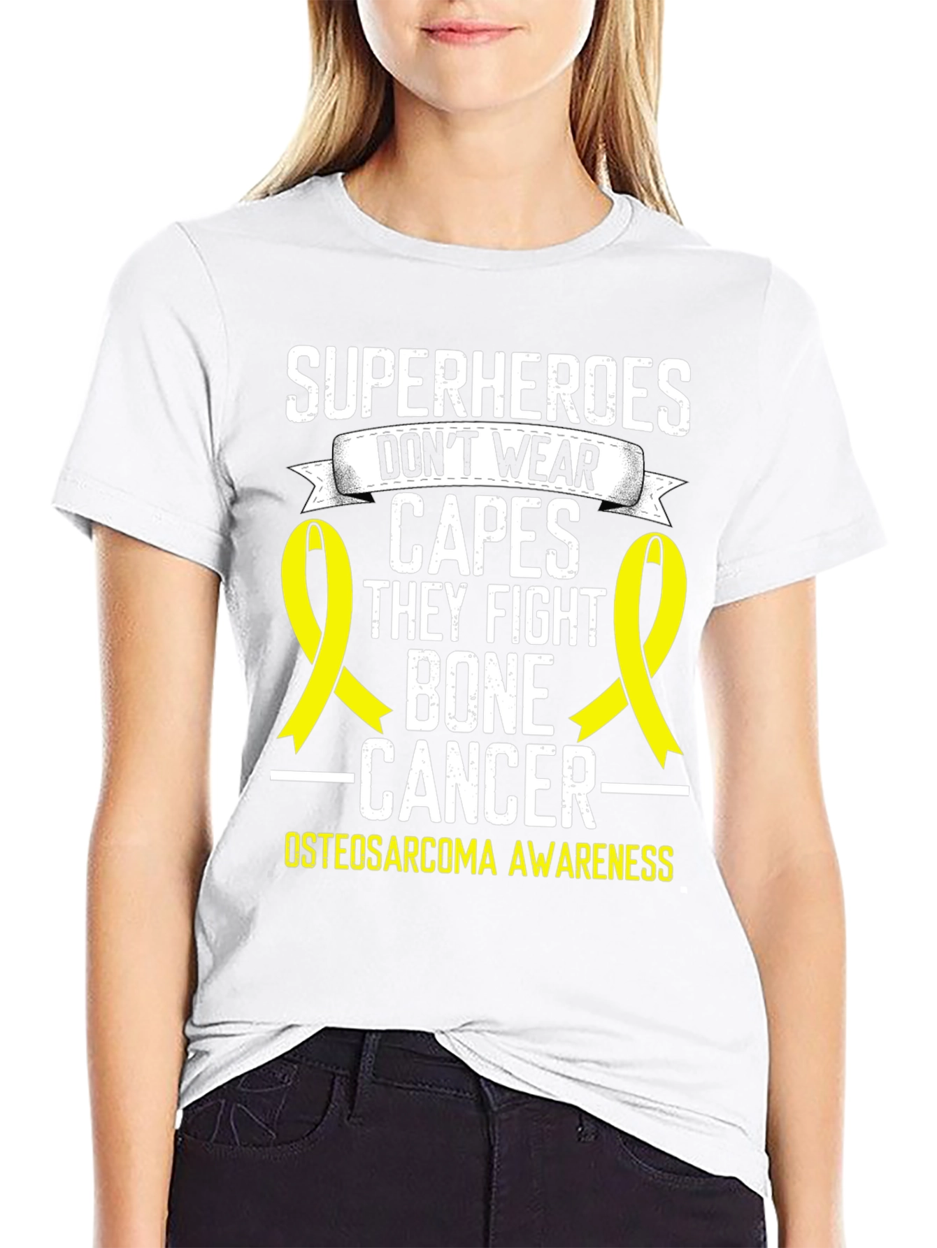 Bone Cancer Awareness T-Shirt Superheroes Dont Wear Capes