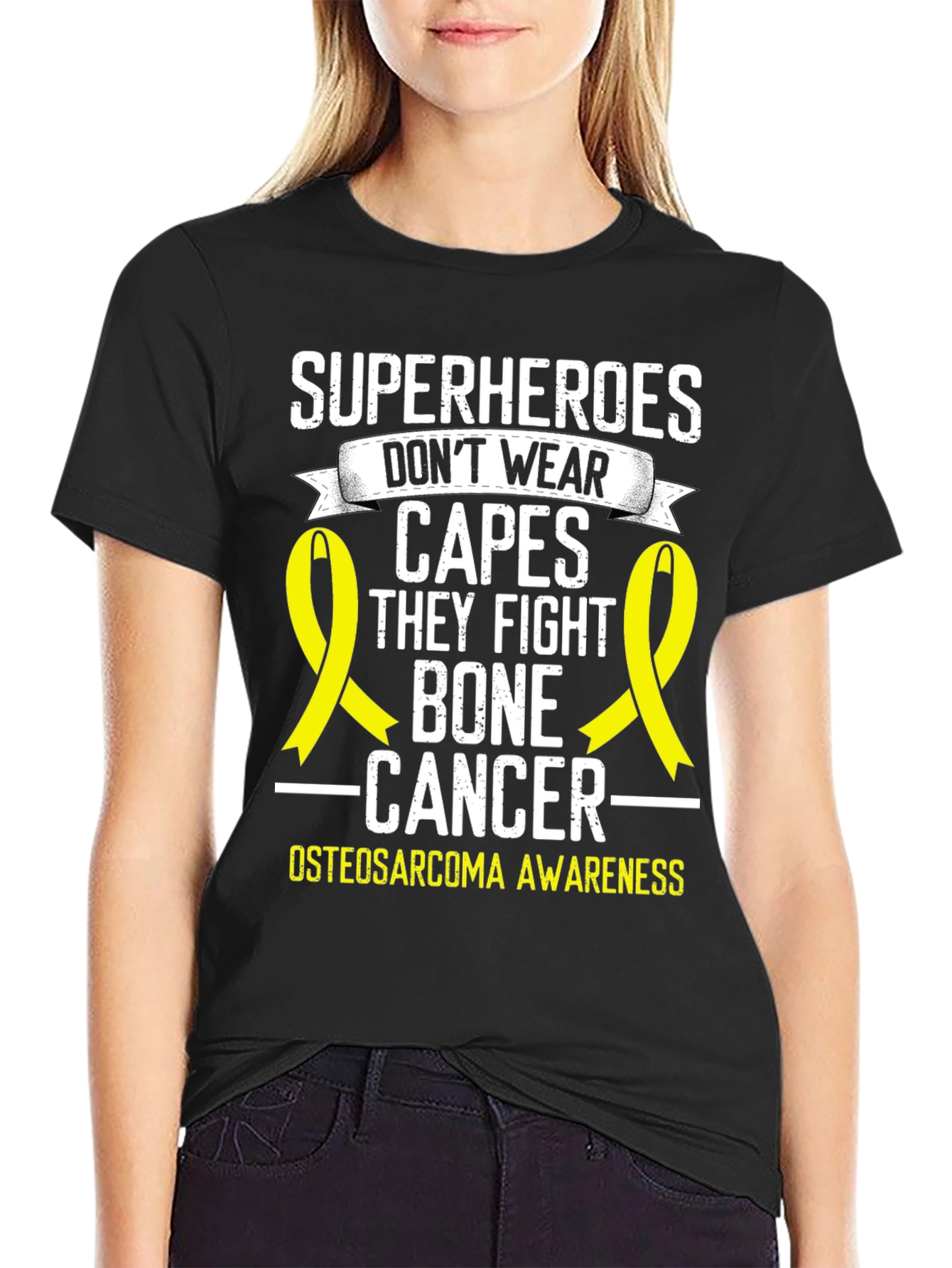 Bone Cancer Awareness T-Shirt Superheroes Dont Wear Capes