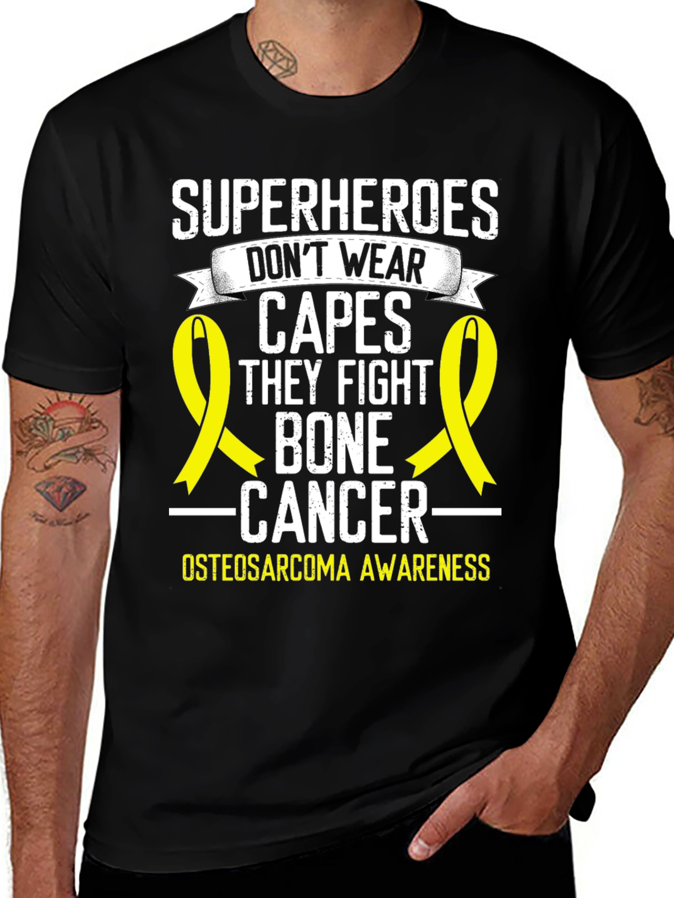 Bone Cancer Awareness T-Shirt Superheroes Dont Wear Capes