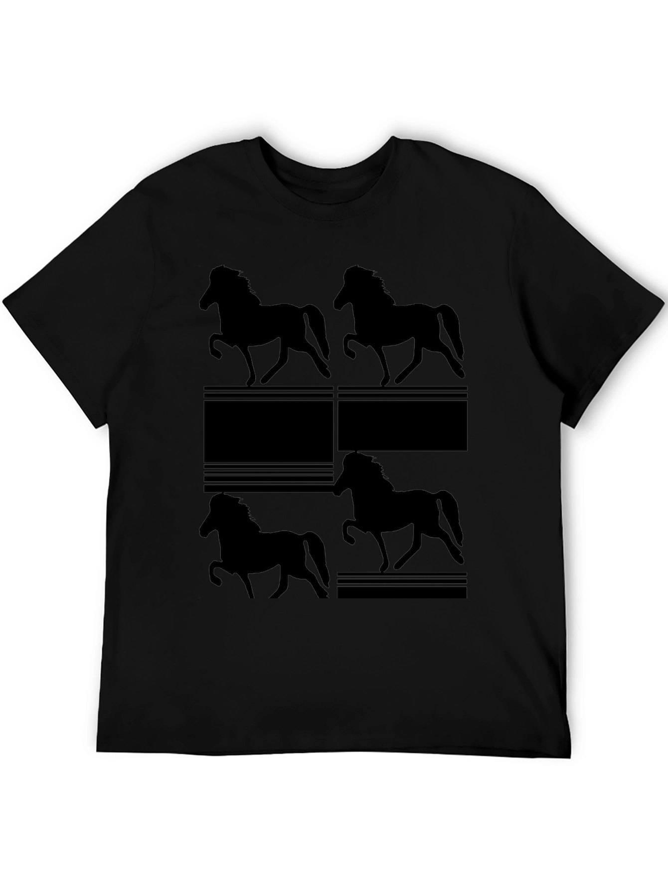 Horse Silhouette Print Black T-Shirt