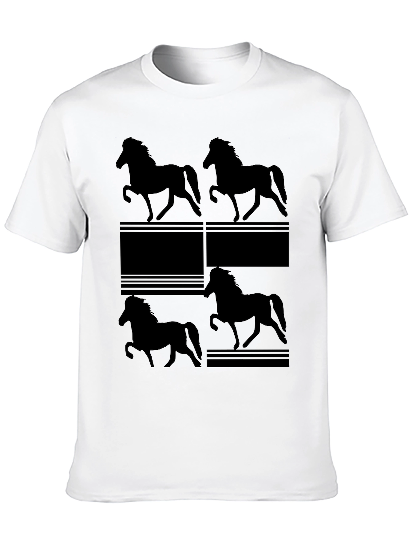 Horse Silhouette Print Black T-Shirt