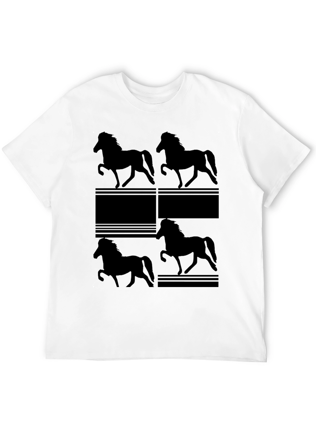 Horse Silhouette Print Black T-Shirt