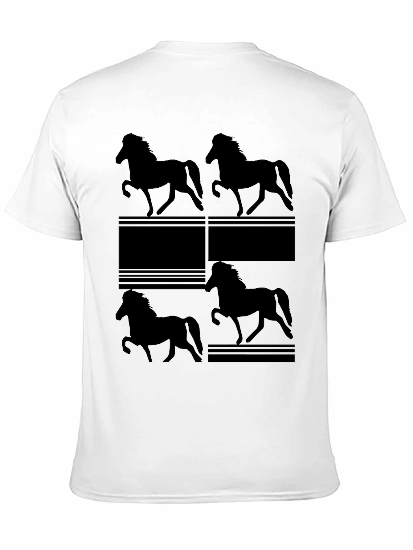 Horse Silhouette Print Black T-Shirt