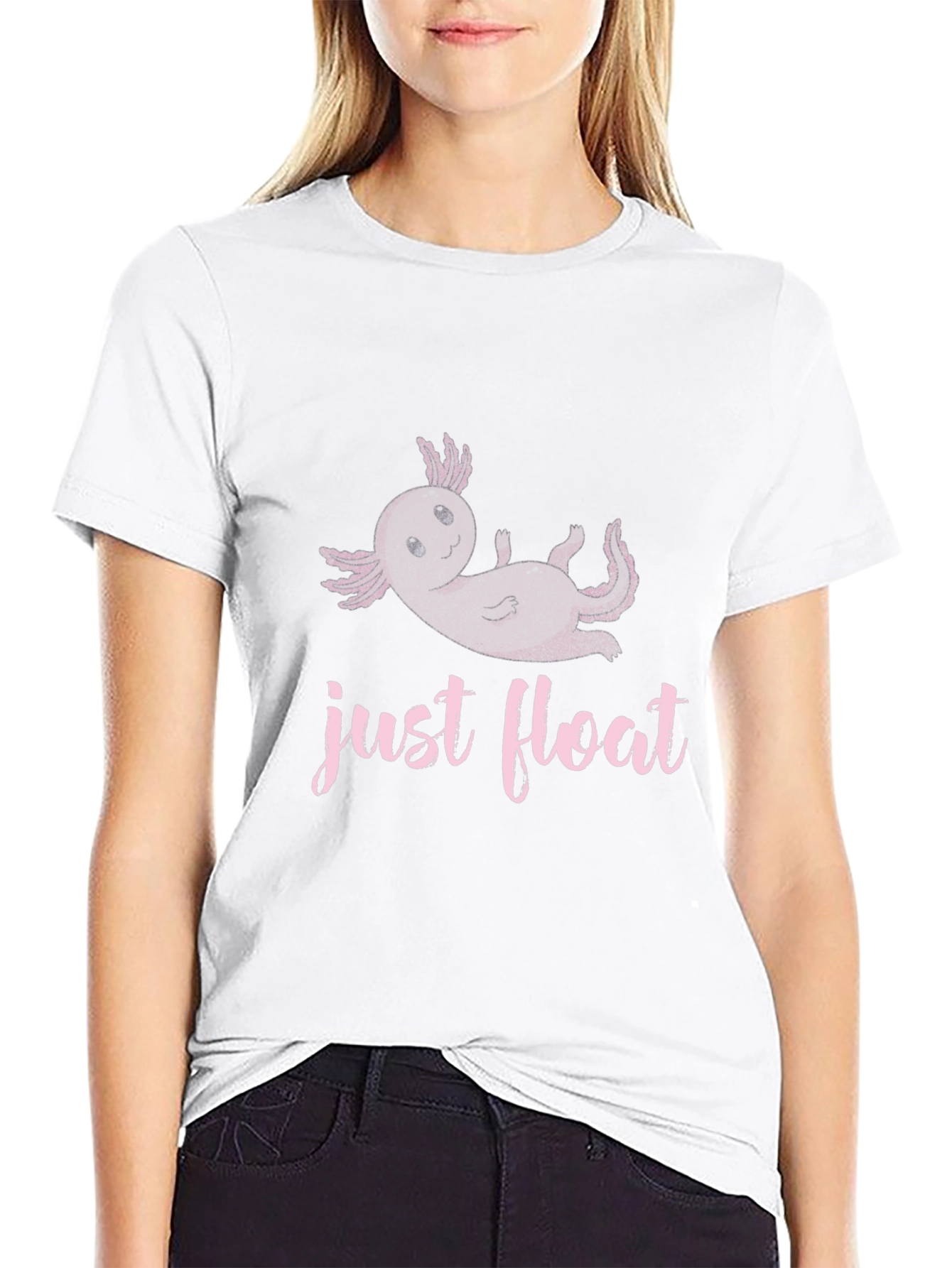 Just Float Axolotl Black T-Shirt