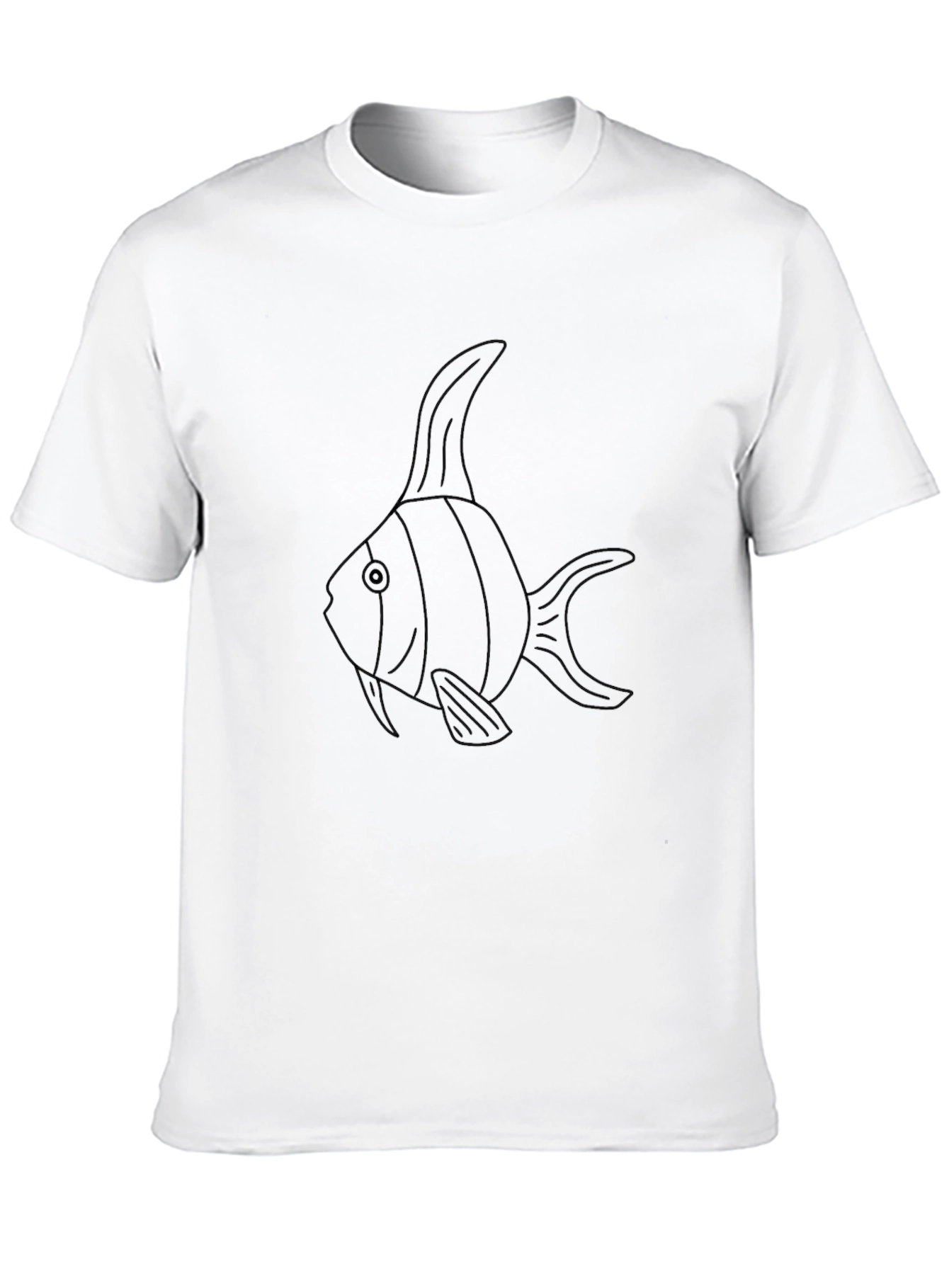 Angelfish Outline Black T-Shirt - Modern Fish Design