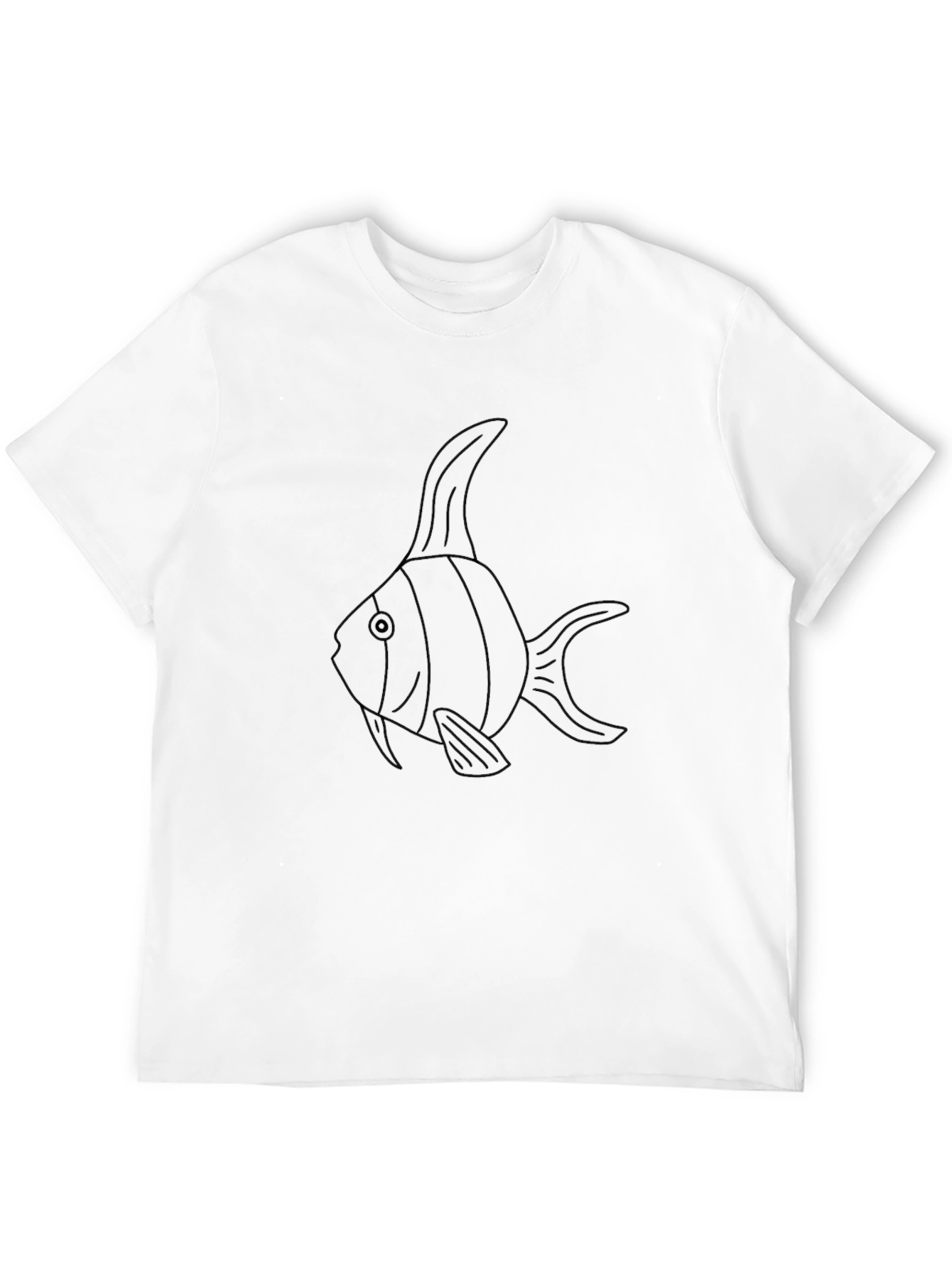 Angelfish Outline Black T-Shirt - Modern Fish Design