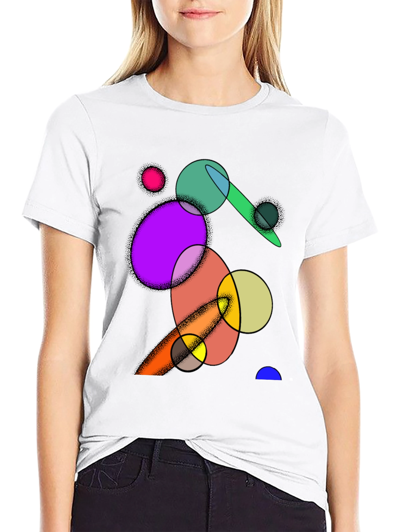 Abstract Circles Graphic Black T-Shirt