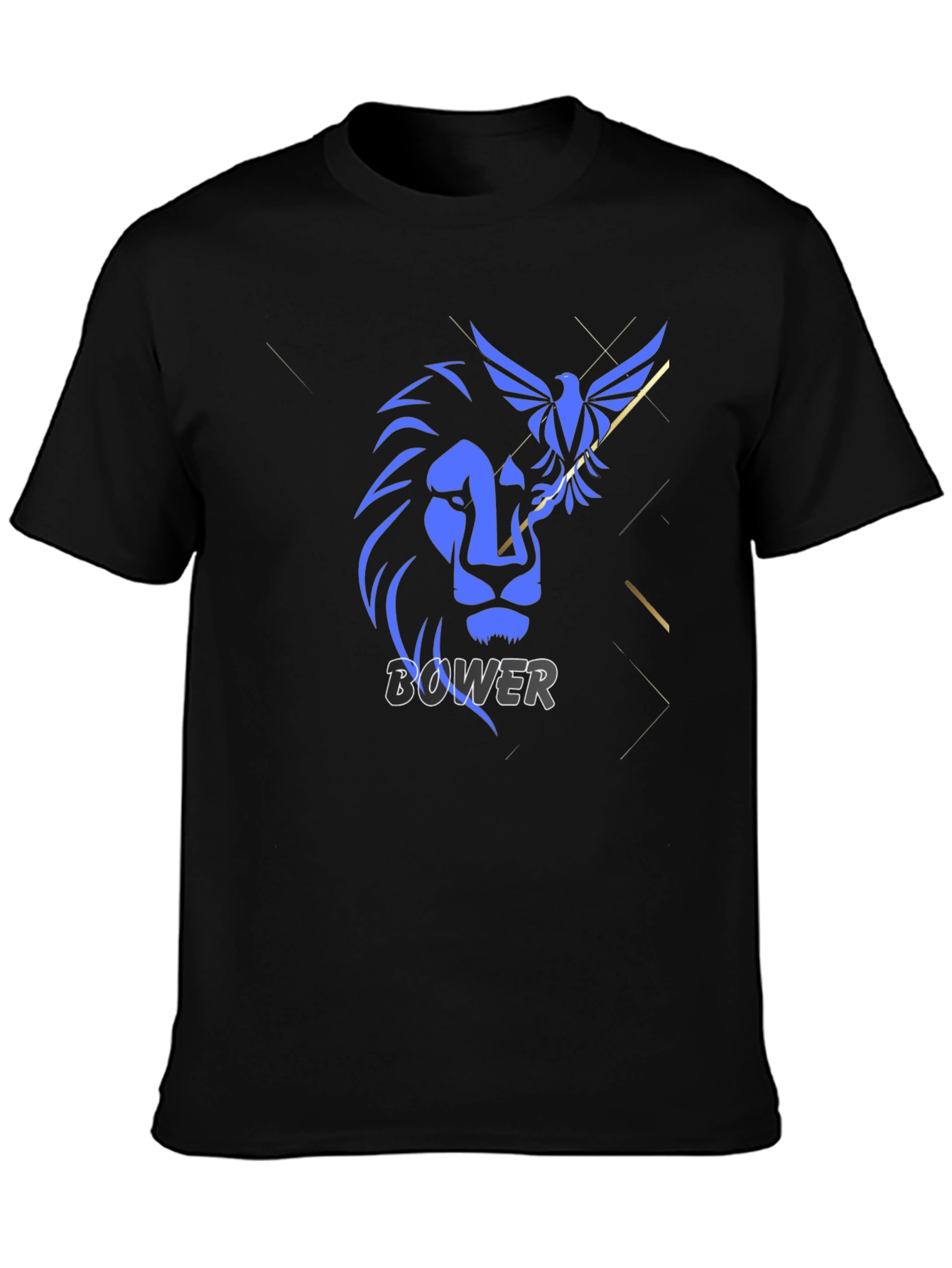 Lion and Bird Graphic Print Black T-Shirt