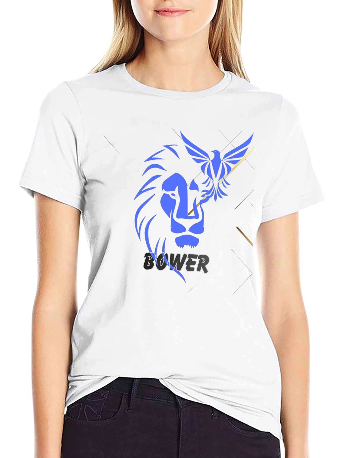 Lion and Bird Graphic Print Black T-Shirt