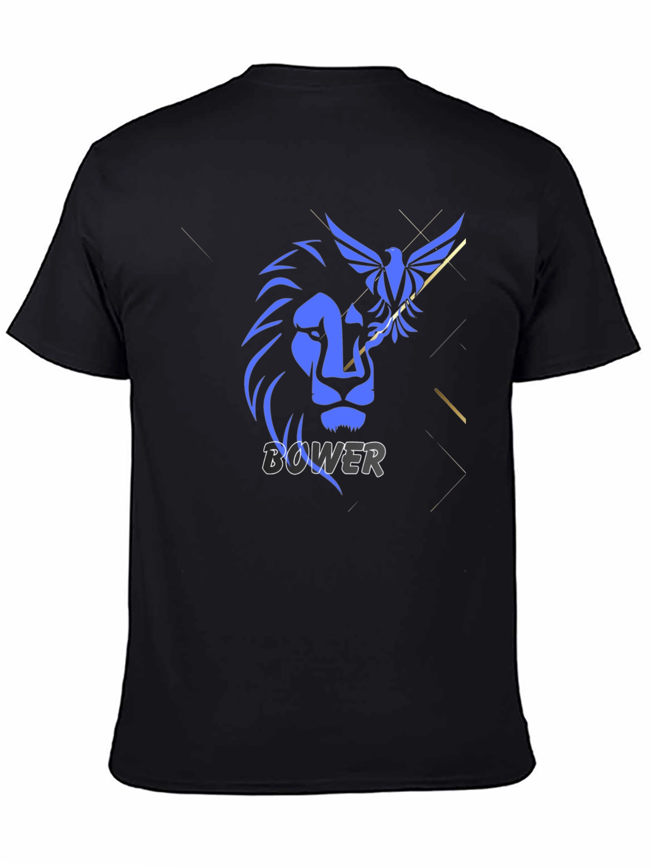 Lion and Bird Graphic Print Black T-Shirt